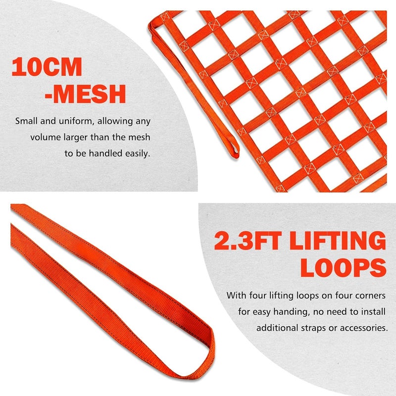 FITHOIST Cargo Lifting Net 1100LBS, 3.28'x3.28' Safety Lifting Net Straps for Hoist 10cm Square Mesh, Sling Hoisting Net, Heavy Duty Cargo Net for Construction Moving Towing Hoisting Loading Unloading - Image 4